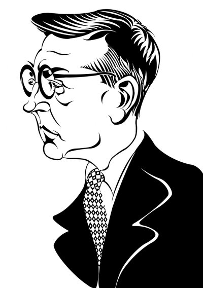 Dmitri Shostakovich - caricature of the Russian composer in profile by Neale Osborne